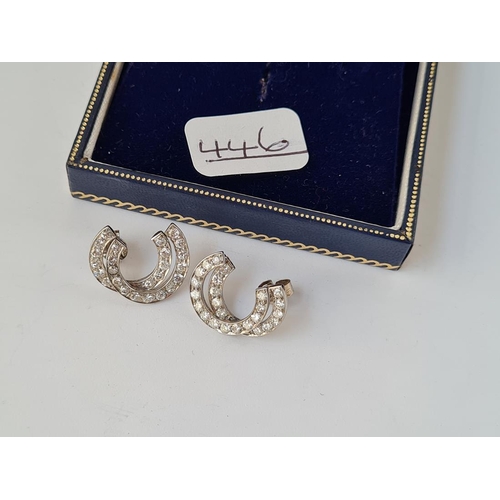446 - AN ATTRACTIVE DIAMOND DOUBLE 'CC' EARRINGS (approx. 1ct diamond) IN 18CT GOLD