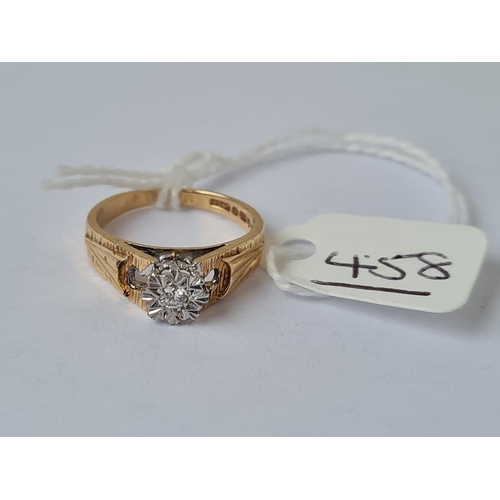 458 - A diamond solitaire ring in 9ct Gold - size K