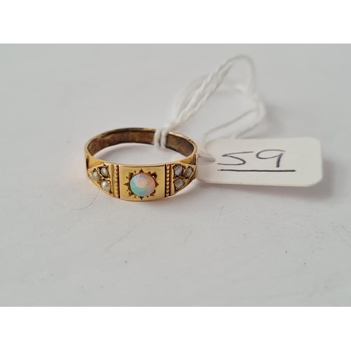 59 - A Victorian opal & pearl ring in 15ct gold - size L