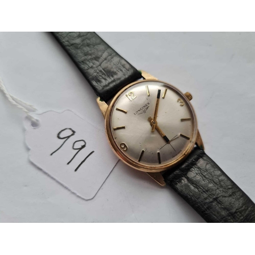 A GENTS LONGINES WRIST WATCH IN 9CT a long service award by