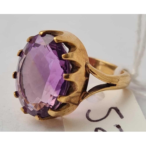 52 - A amethyst ring 9ct size K- 6.3gms