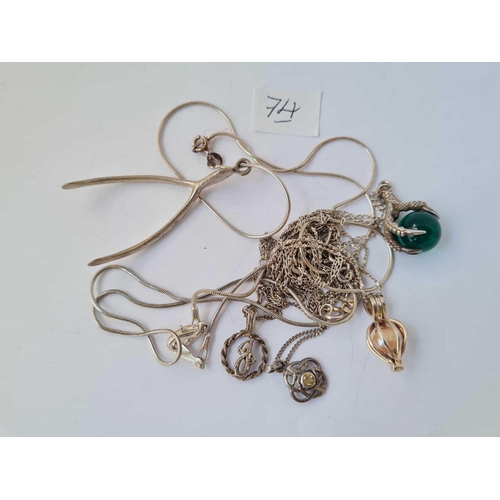 74 - Six silver pendants on silver chains 30.3g