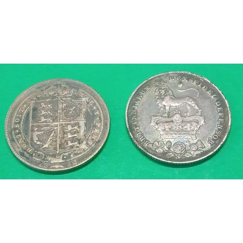 1158 - Shilling 1826 and 1892 scarce