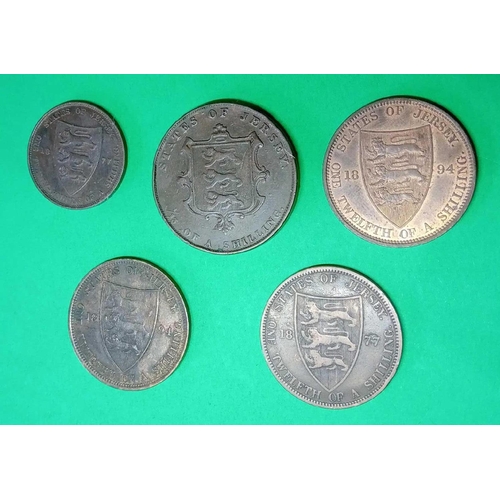 1183 - Five Victorian Channel Islands coins