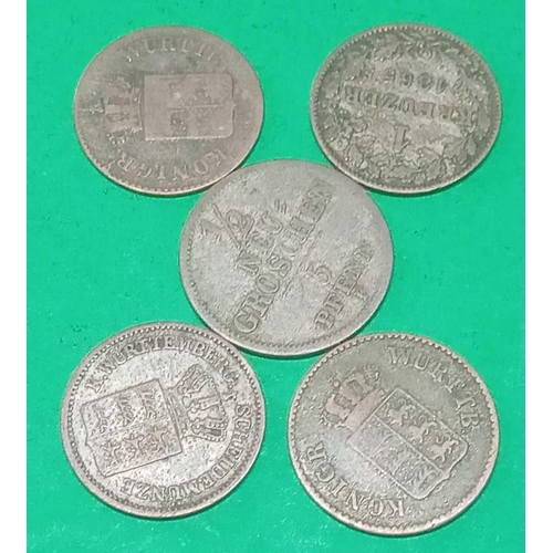 1250 - Five 19th Century German coins