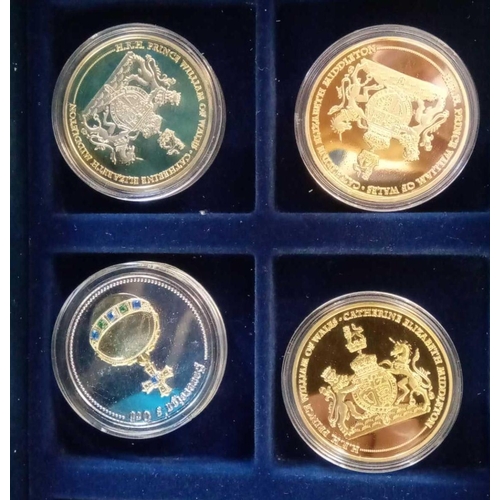 1280 - Set of four: Willian and Kate graduation and engagement etc. commemorative coins, gold plated