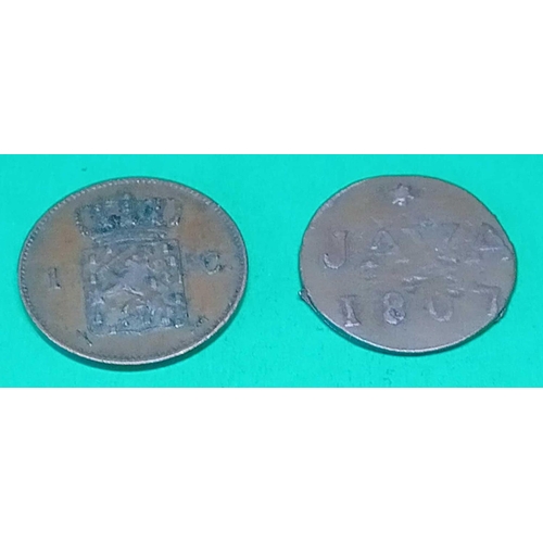 1320 - Jave 1807 coin and Dutch one cent 1864