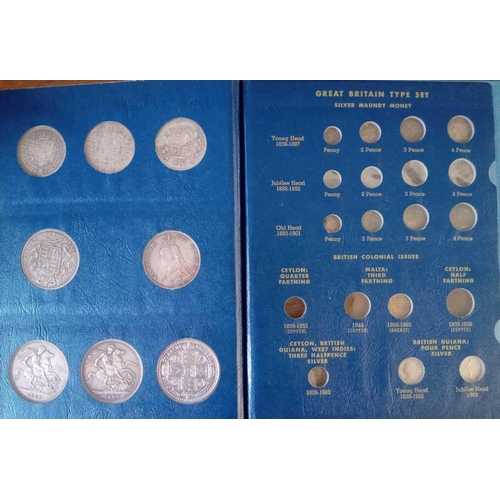 1343 - 1837-1901 Queen Victoria Gothic crown types set of coins in album including 3 Maundy sets in mint