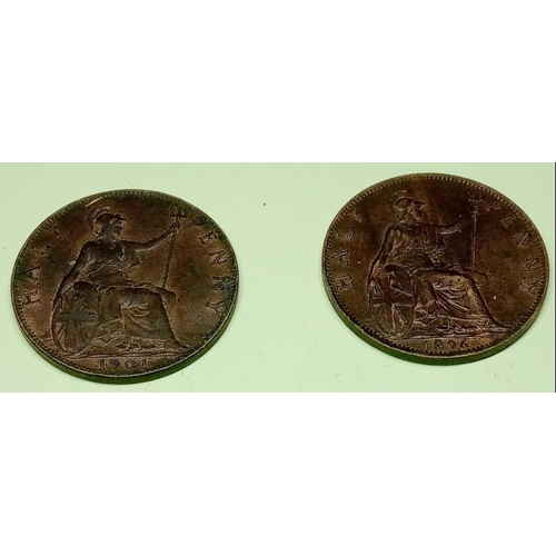 1385 - Two half-pennies 1896/1901 better grade