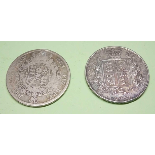 1439 - Half-crowns 1881 & 1817 (exmounts)