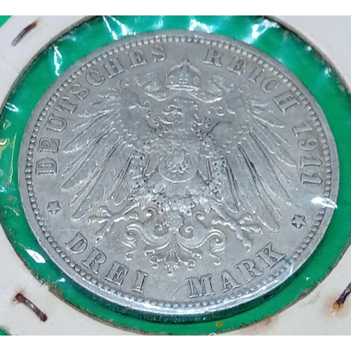 1448 - Prussia 3 marks 1911 better grade