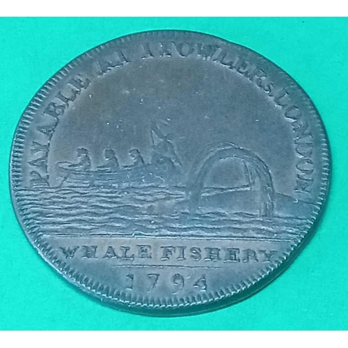 1457 - Whale fishery half penny token 1794