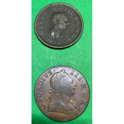 1518 - George III half pennies 1774 and 1806