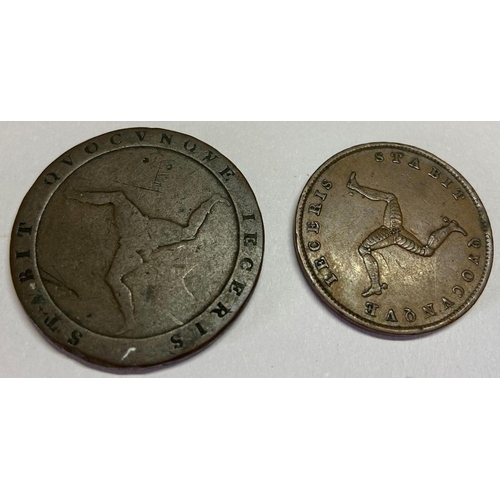 1524 - Isle of Man Penny 1813 and Halfpenny 1839