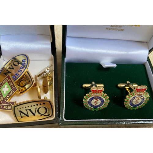 1572 - A Pair of enamel West Country Ambulance services cufflinks and a pair of farthing enamel cufflinks