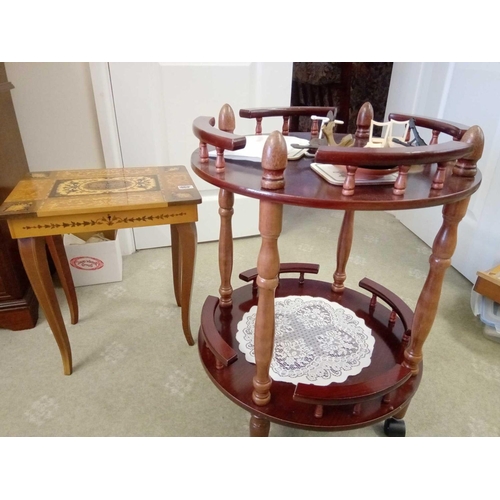 1869 - An Italian style work table & a circular table