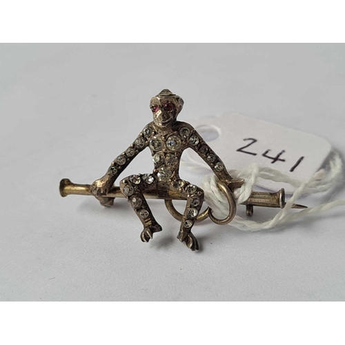 241 - A Edwardian silver and paste monkey brooch