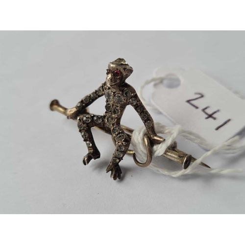 241 - A Edwardian silver and paste monkey brooch