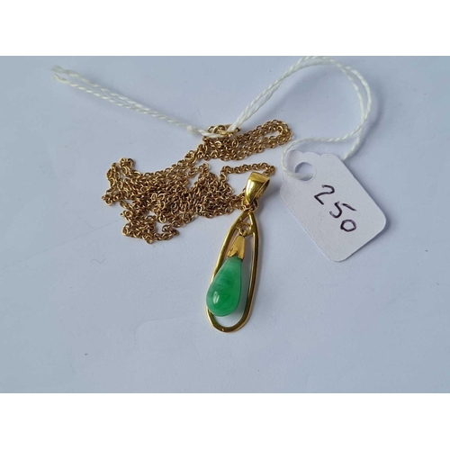 250 - A high ct ( tested ) jade pendant on 9ct chain