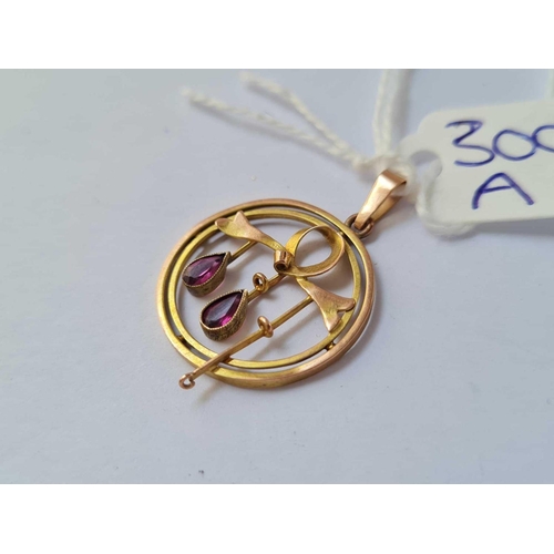 300a - A circular 9ct amethyst pendant AF