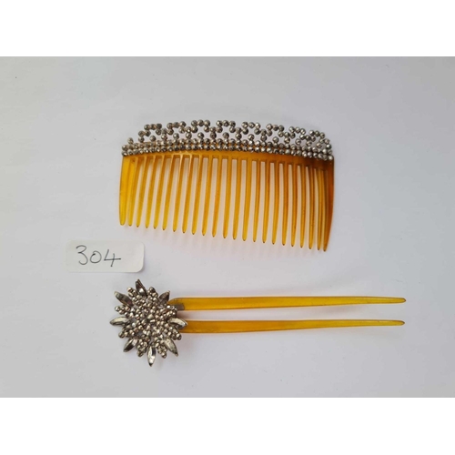 304 - Two cut steel decorative hair slides