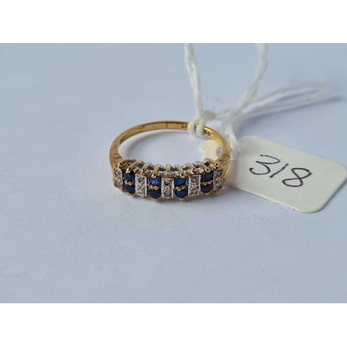 318 - A sapphire & diamond 9ct dress ring approx size L 2.2g inc