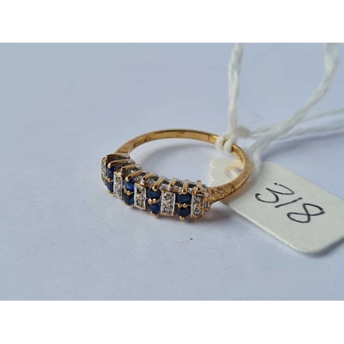 318 - A sapphire & diamond 9ct dress ring approx size L 2.2g inc