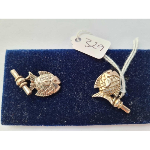 329 - A pair of silver fish cufflinks