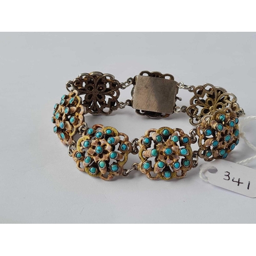 341 - A silver and enamel turquoise set Austro-Hungarian bracelet circa 1900