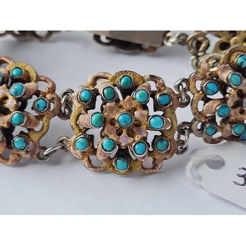 341 - A silver and enamel turquoise set Austro-Hungarian bracelet circa 1900