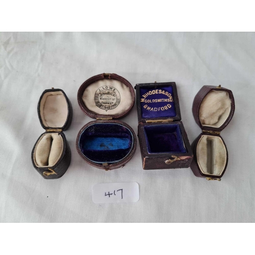 417 - 4 Georgian antique ring boxes including 1 from a Darwen retailer and another from a Bradford retaile... 