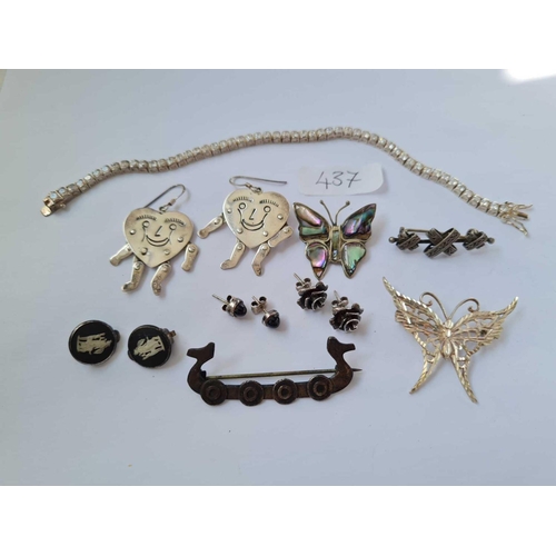 437 - A bag of assorted silver jewellery 42g inc