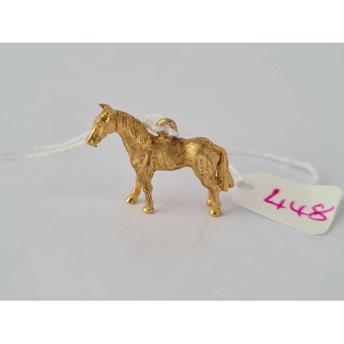 448 - A charm  in the form of a horse 9ct - 6.1 gms