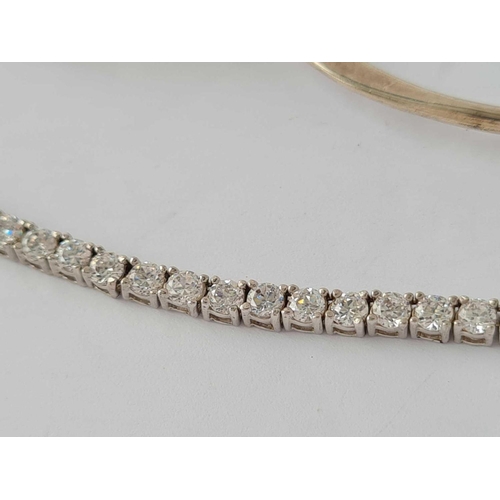 465 - two silver bangles and diamante necklace - 55 gms