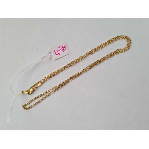 498 - A Figaro link neck chain 14ct gold  20 inches - 6 gms