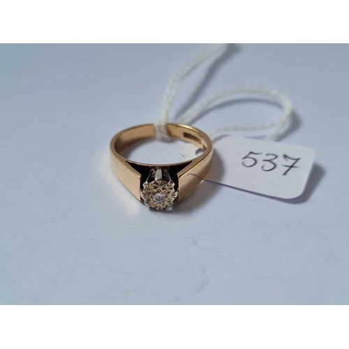 537 - A single 9ct diamond ring size J ½  3.4g inc