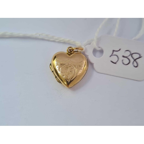 538 - A small 9ct back & front heart locket