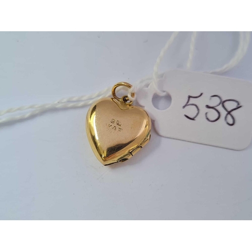 538 - A small 9ct back & front heart locket