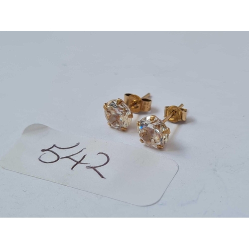 542 - Pair of 9ct CZ ear studs