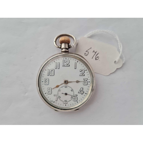 576 - A gents silver ROLEX pocket watch with seconds dial