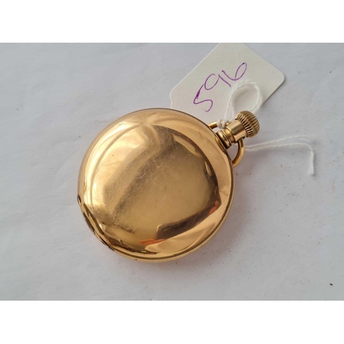 596 - A rolled gold Waltham hunter pocket watch with seconds dial no hands