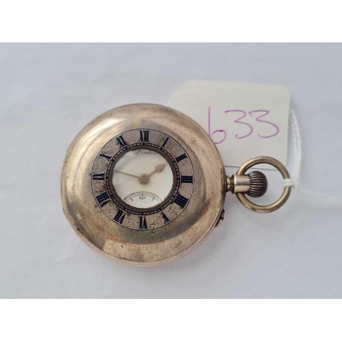 633 - A silver gents half hunter pocket watch by Benson with seconds dial