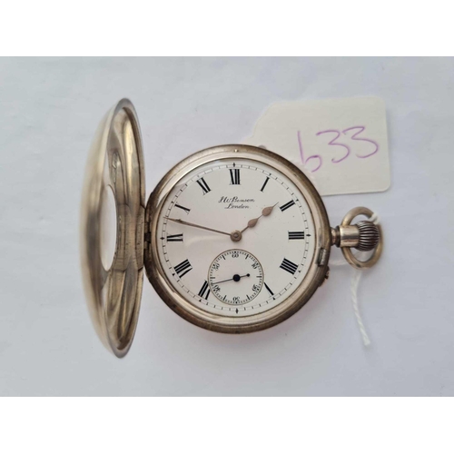 633 - A silver gents half hunter pocket watch by Benson with seconds dial