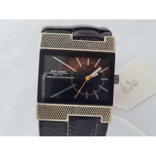 634 - A black dial Jeff Banks wrist watch with seconds sweep WO