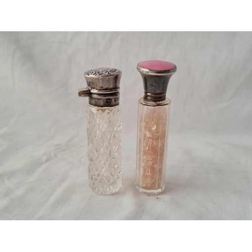 658 - Two scent phials, one with enamel end and glass bodies - 1907 & 1927