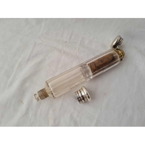 670 - A Victorian double ended scent bottle with glass body, one end 1857, the other later