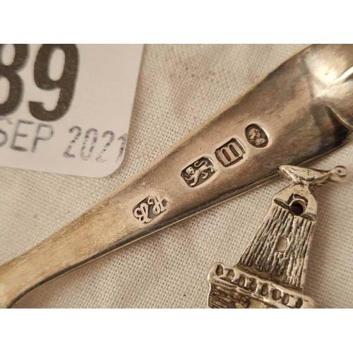 689 - A George III bright cut caddy spoon - 1787 Hester Bateman and an embossed Dutch spoon