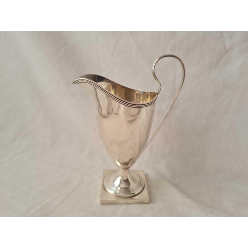 719 - A late Victorian helmet shaped cream jug with reeded rim and pedestal base - 6