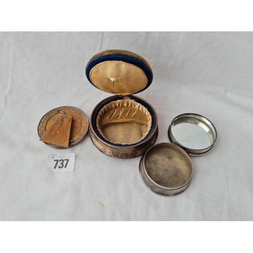 737 - A pin/ ring box with hinged cover, a jar and a damaged photo frame