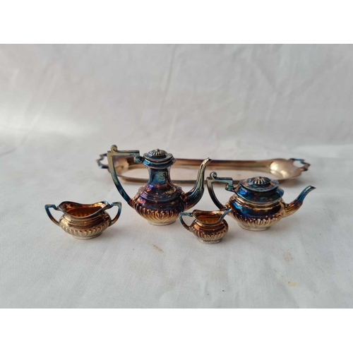 798 - A miniature four piece tea set on an oblong tray - 6